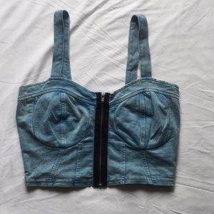 Cassie limited edition denim crop top with zipper